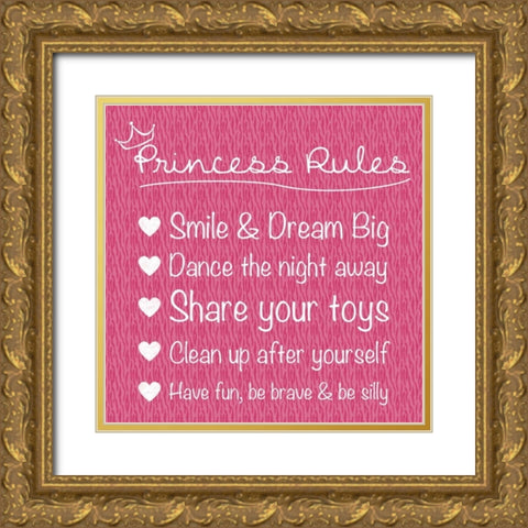 Princess Rules Gold Ornate Wood Framed Art Print with Double Matting by Gibbons, Lauren