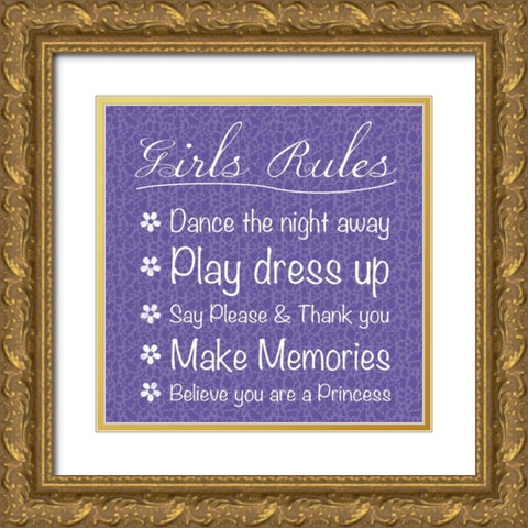 Girls Rules Gold Ornate Wood Framed Art Print with Double Matting by Gibbons, Lauren