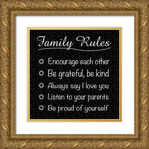 Family Rules Gold Ornate Wood Framed Art Print with Double Matting by Gibbons, Lauren