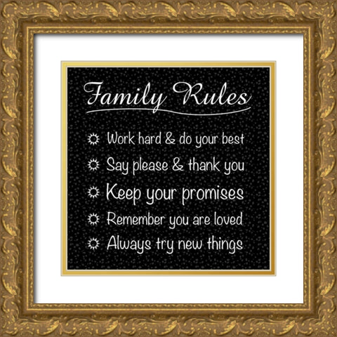 Family Rules Gold Ornate Wood Framed Art Print with Double Matting by Gibbons, Lauren