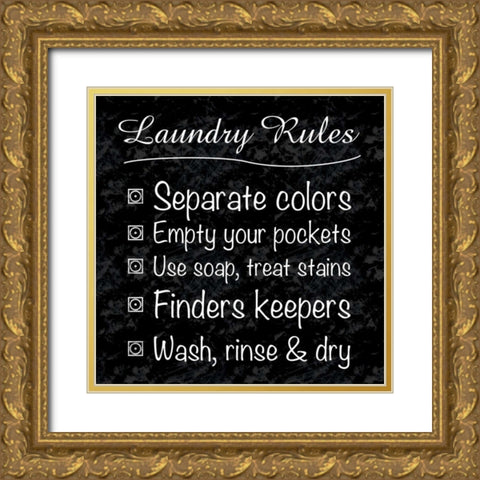 Laundry Rules Gold Ornate Wood Framed Art Print with Double Matting by Gibbons, Lauren