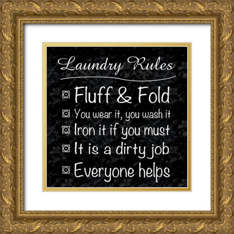 Laundry Rules Gold Ornate Wood Framed Art Print with Double Matting by Gibbons, Lauren