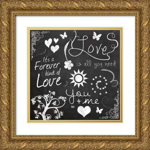 Love Chalk Gold Ornate Wood Framed Art Print with Double Matting by Gibbons, Lauren