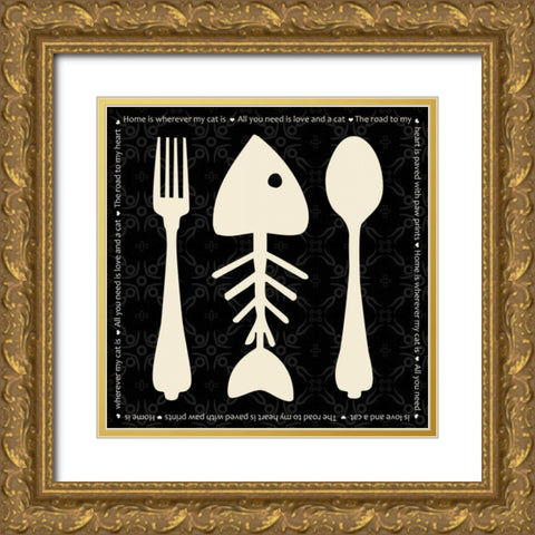 Cat Dine Gold Ornate Wood Framed Art Print with Double Matting by Gibbons, Lauren