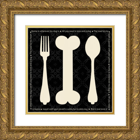 Dog Dine Gold Ornate Wood Framed Art Print with Double Matting by Gibbons, Lauren