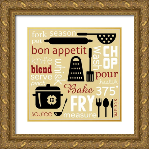Kitchen Things Image Gold Ornate Wood Framed Art Print with Double Matting by Gibbons, Lauren