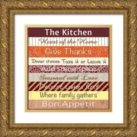 Kitchen Thoughts Patterns Gold Ornate Wood Framed Art Print with Double Matting by Gibbons, Lauren