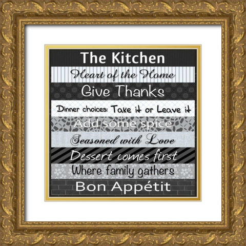 Kitchen Patterns Gold Ornate Wood Framed Art Print with Double Matting by Gibbons, Lauren