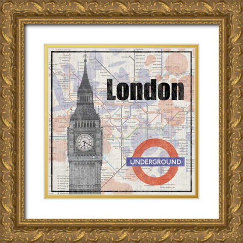 London Train Gold Ornate Wood Framed Art Print with Double Matting by Gibbons, Lauren