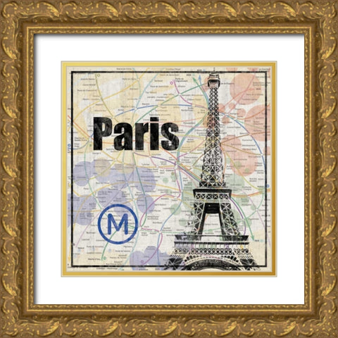 Paris Train Gold Ornate Wood Framed Art Print with Double Matting by Gibbons, Lauren