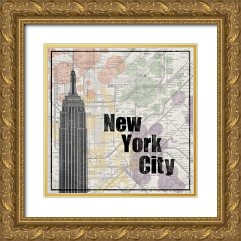 NYC Train Gold Ornate Wood Framed Art Print with Double Matting by Gibbons, Lauren
