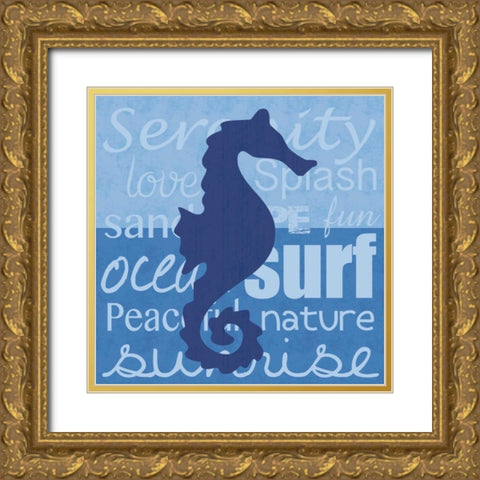 Beach Horse Gold Ornate Wood Framed Art Print with Double Matting by Gibbons, Lauren