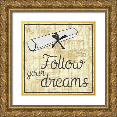 Gradutation 2 Gold Ornate Wood Framed Art Print with Double Matting by Gibbons, Lauren