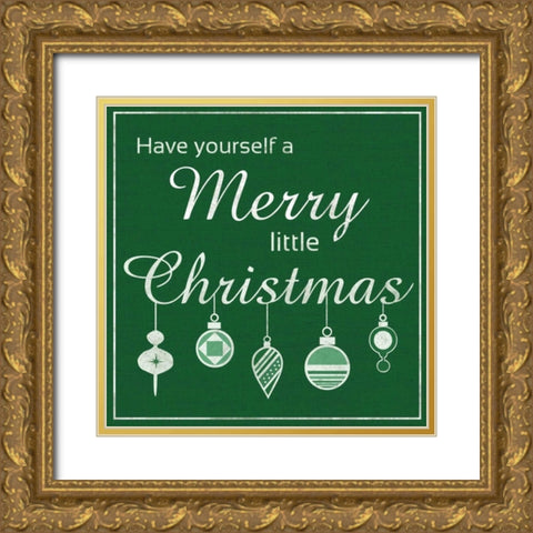 Merry Christmas Gold Ornate Wood Framed Art Print with Double Matting by Gibbons, Lauren