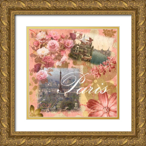 Paris Amour Coral Gold Ornate Wood Framed Art Print with Double Matting by Gibbons, Lauren