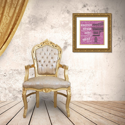 New Paris Pink 2 Gold Ornate Wood Framed Art Print with Double Matting by Gibbons, Lauren