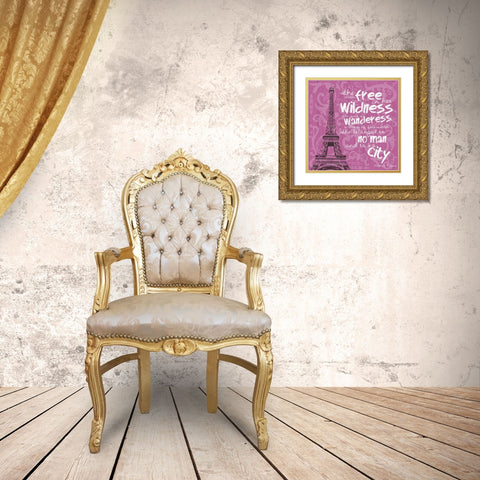 Paris City Gold Ornate Wood Framed Art Print with Double Matting by Gibbons, Lauren