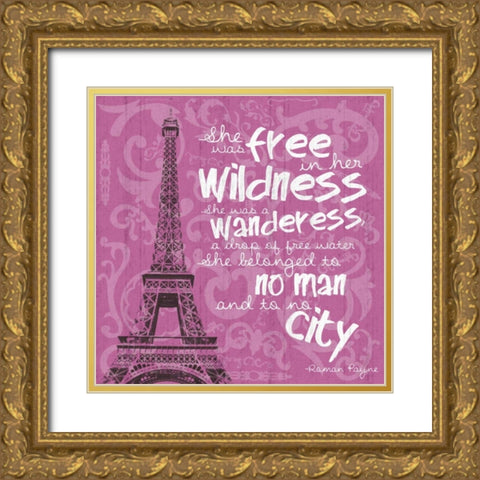 Paris City Gold Ornate Wood Framed Art Print with Double Matting by Gibbons, Lauren