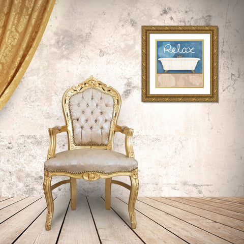 Relaxing Bath Gold Ornate Wood Framed Art Print with Double Matting by Gibbons, Lauren