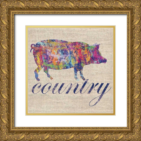 Pig Farm Gold Ornate Wood Framed Art Print with Double Matting by Gibbons, Lauren