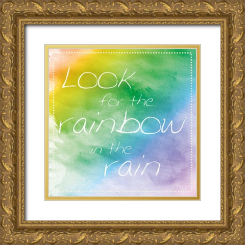 Rainbow In Rain Gold Ornate Wood Framed Art Print with Double Matting by Gibbons, Lauren