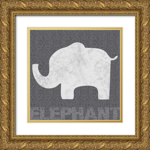 Elephant Gold Ornate Wood Framed Art Print with Double Matting by Gibbons, Lauren