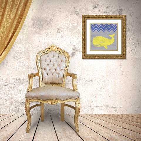 Striped Whale Gold Ornate Wood Framed Art Print with Double Matting by Gibbons, Lauren