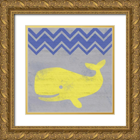 Striped Whale Gold Ornate Wood Framed Art Print with Double Matting by Gibbons, Lauren