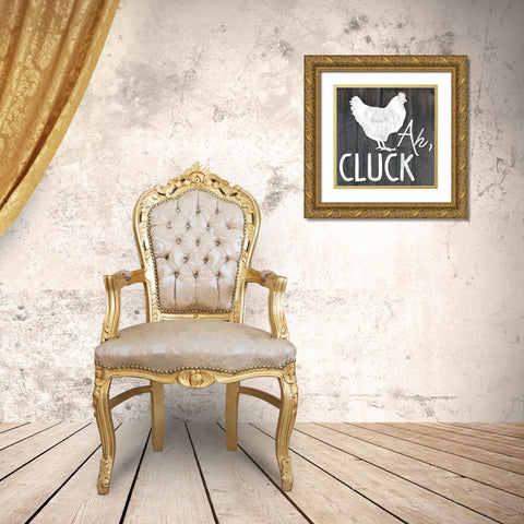Ah Cluck Gold Ornate Wood Framed Art Print with Double Matting by Gibbons, Lauren