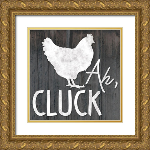 Ah Cluck Gold Ornate Wood Framed Art Print with Double Matting by Gibbons, Lauren