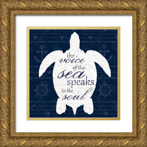 Turtle Talk Gold Ornate Wood Framed Art Print with Double Matting by Gibbons, Lauren