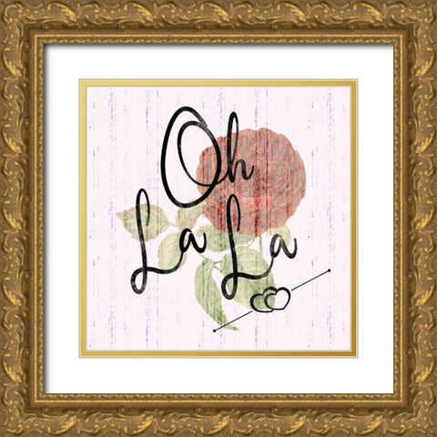 Paris La La Gold Ornate Wood Framed Art Print with Double Matting by Gibbons, Lauren