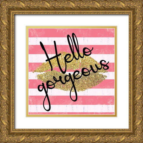 Paris Lips Gold Ornate Wood Framed Art Print with Double Matting by Gibbons, Lauren