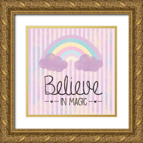 Unicorn 4 Gold Ornate Wood Framed Art Print with Double Matting by Gibbons, Lauren