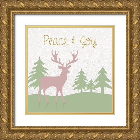 Peaceful Stag Gold Ornate Wood Framed Art Print with Double Matting by Gibbons, Lauren