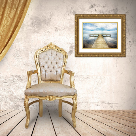 Down the Pier 2 Gold Ornate Wood Framed Art Print with Double Matting by Head, Danny