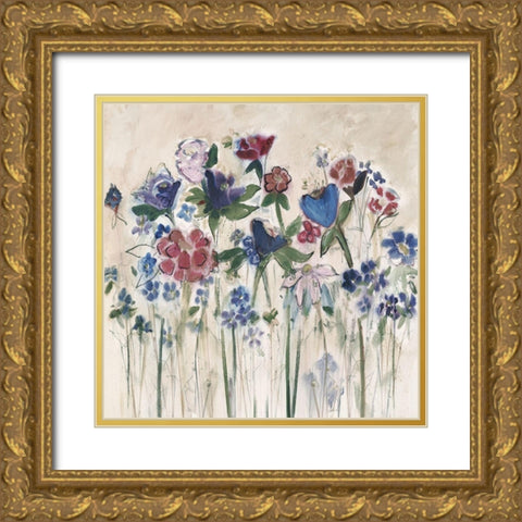 Golden Garden Muted Gold Ornate Wood Framed Art Print with Double Matting by Daisy D