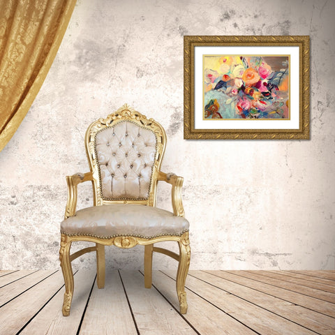 Thoughtful Flowers Gold Ornate Wood Framed Art Print with Double Matting by Daisy D