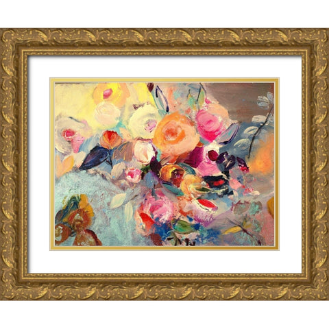 Thoughtful Flowers Gold Ornate Wood Framed Art Print with Double Matting by Daisy D