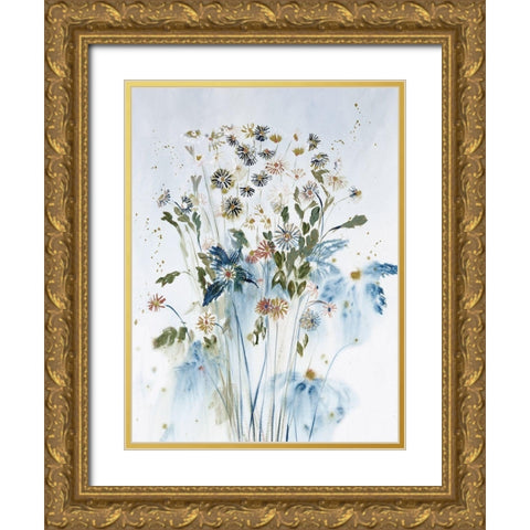 Soft Daisies With Love Gold Ornate Wood Framed Art Print with Double Matting by Daisy D