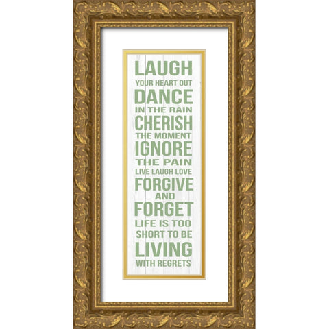 Rules For Enjoyment Sage Gold Ornate Wood Framed Art Print with Double Matting by Grey, Jace