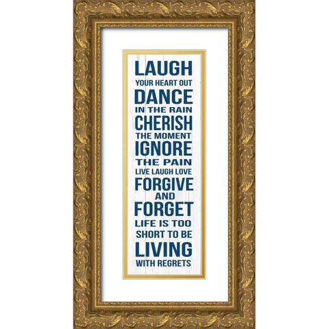 Rules For Enjoyment Navy Gold Ornate Wood Framed Art Print with Double Matting by Grey, Jace