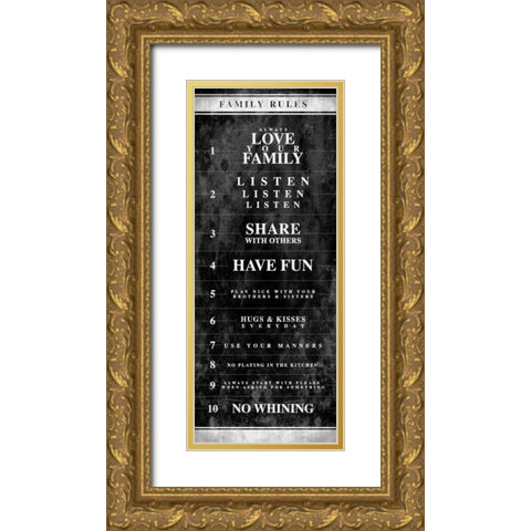 NO RULES Gold Ornate Wood Framed Art Print with Double Matting by Grey, Jace