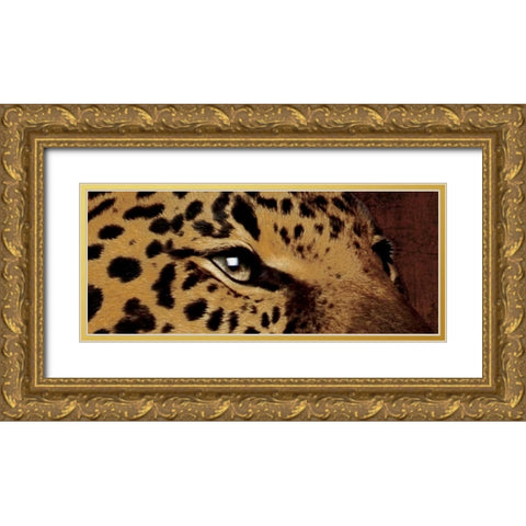 Leopard Eyes Gold Ornate Wood Framed Art Print with Double Matting by Grey, Jace