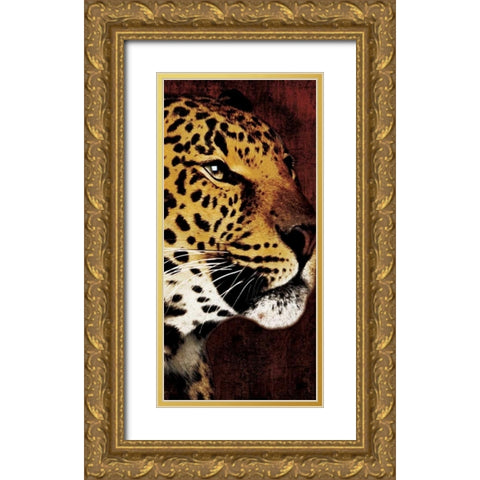 leopard Gold Ornate Wood Framed Art Print with Double Matting by Grey, Jace
