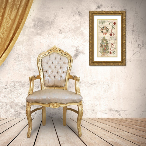 Greetings Gold Ornate Wood Framed Art Print with Double Matting by Grey, Jace