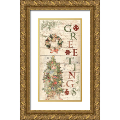 Greetings Gold Ornate Wood Framed Art Print with Double Matting by Grey, Jace