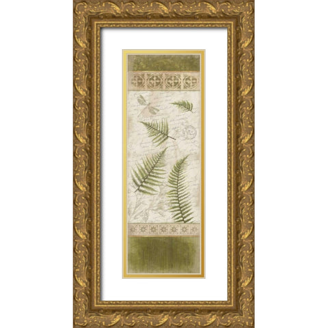 Ferns Gold Ornate Wood Framed Art Print with Double Matting by Grey, Jace