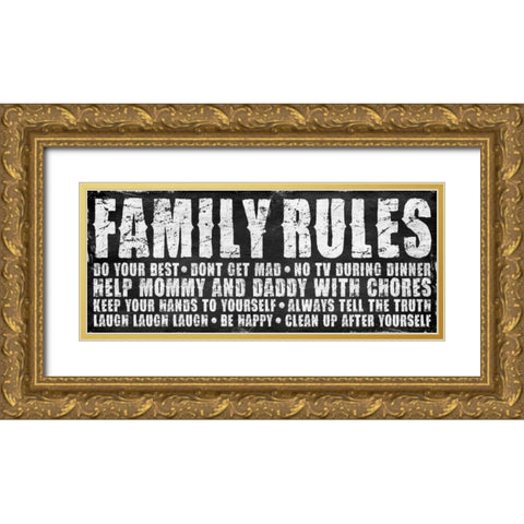 Family Rules Mate Gold Ornate Wood Framed Art Print with Double Matting by Grey, Jace
