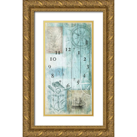 Sea Clock Gold Ornate Wood Framed Art Print with Double Matting by Grey, Jace